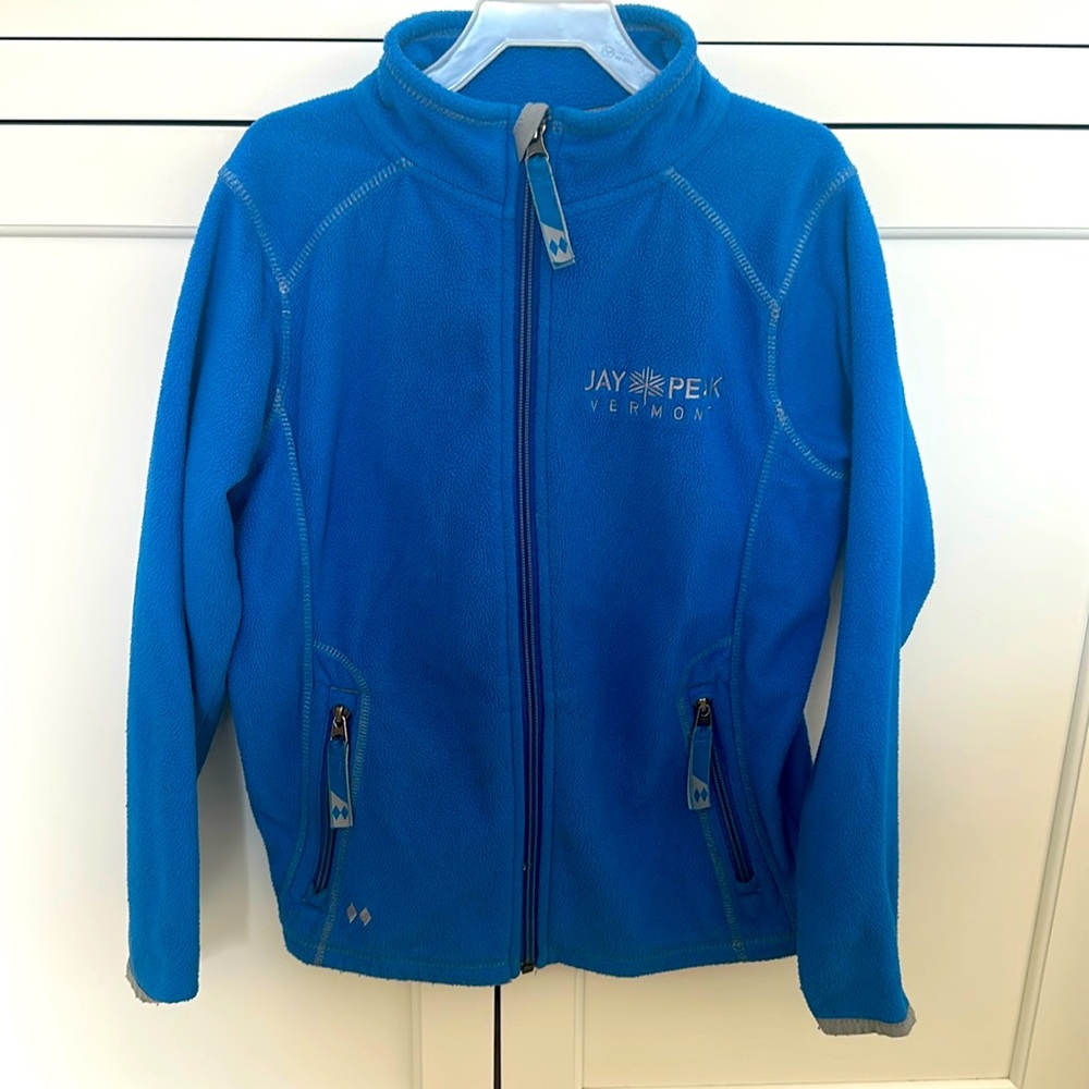 Double diamond boys blue small zip up fleece Jay Peak Vermont